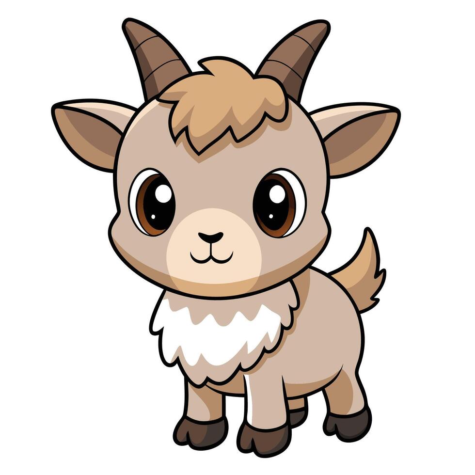 a cartoon goat with big horns white background and a white face vector