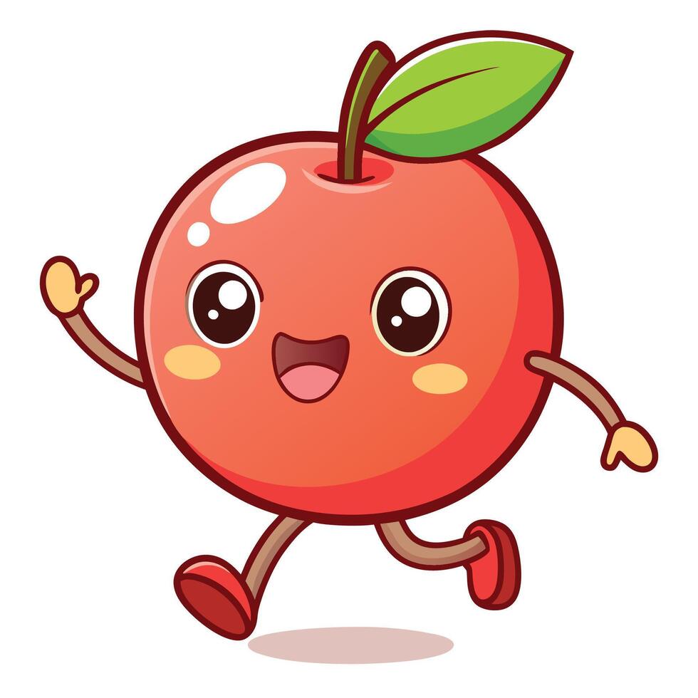 a cartoon apple running with its eyes closed vector