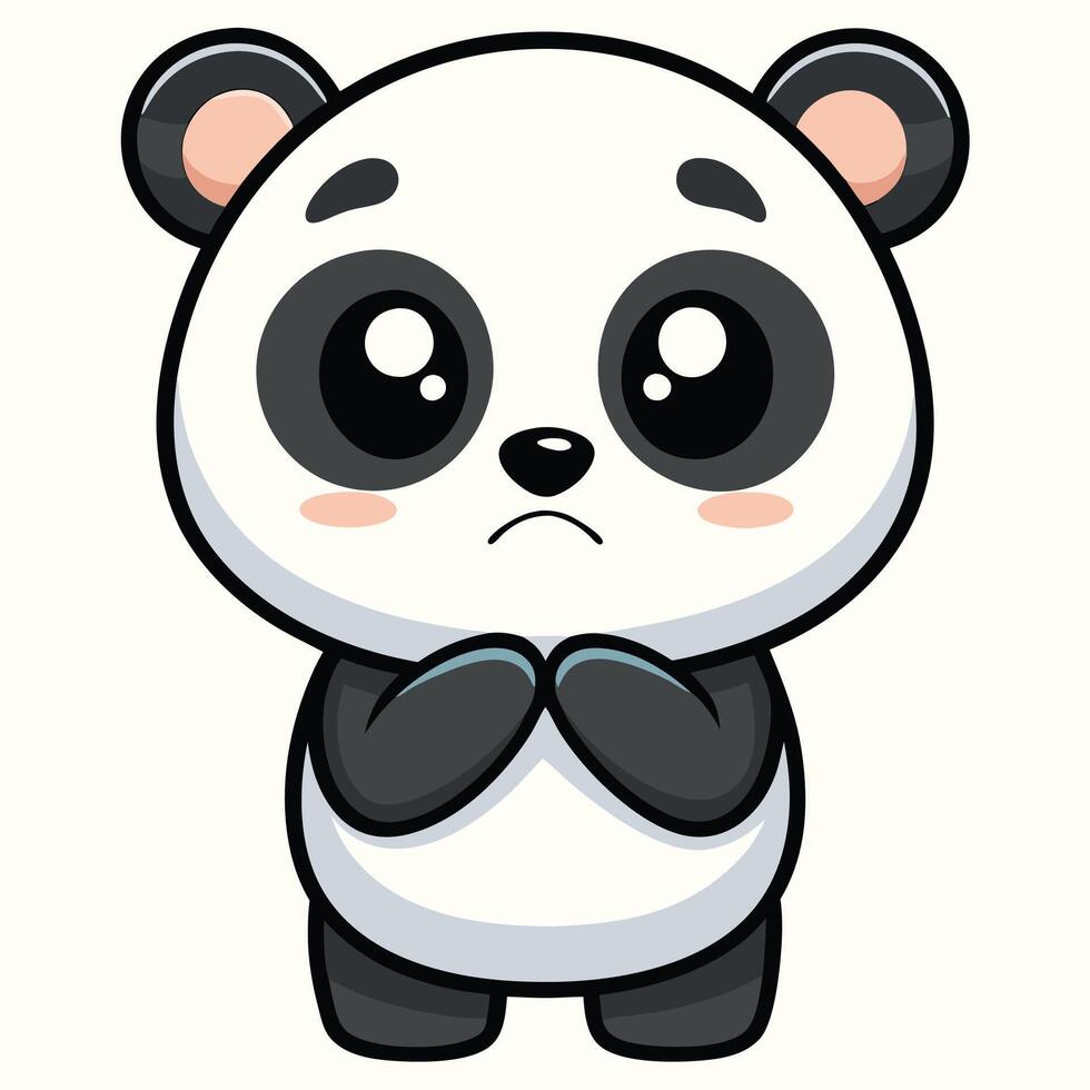 a cartoon panda bear with big eyes and a sad expression on a white background vector