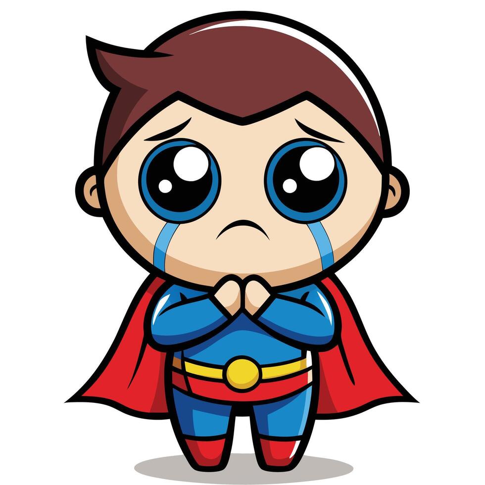 a cartoon superman crying on a white background vector
