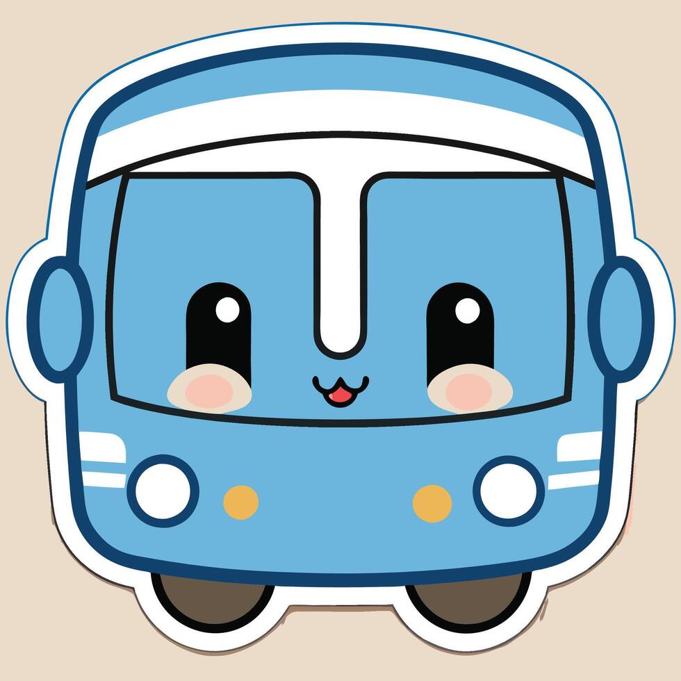 a sticker of a cute blue bus vector