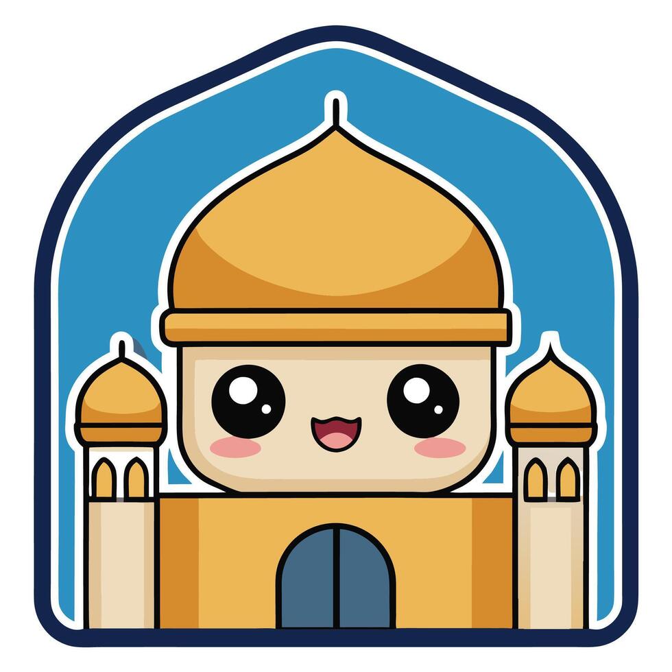 a cartoon character with a mosque in the background vector
