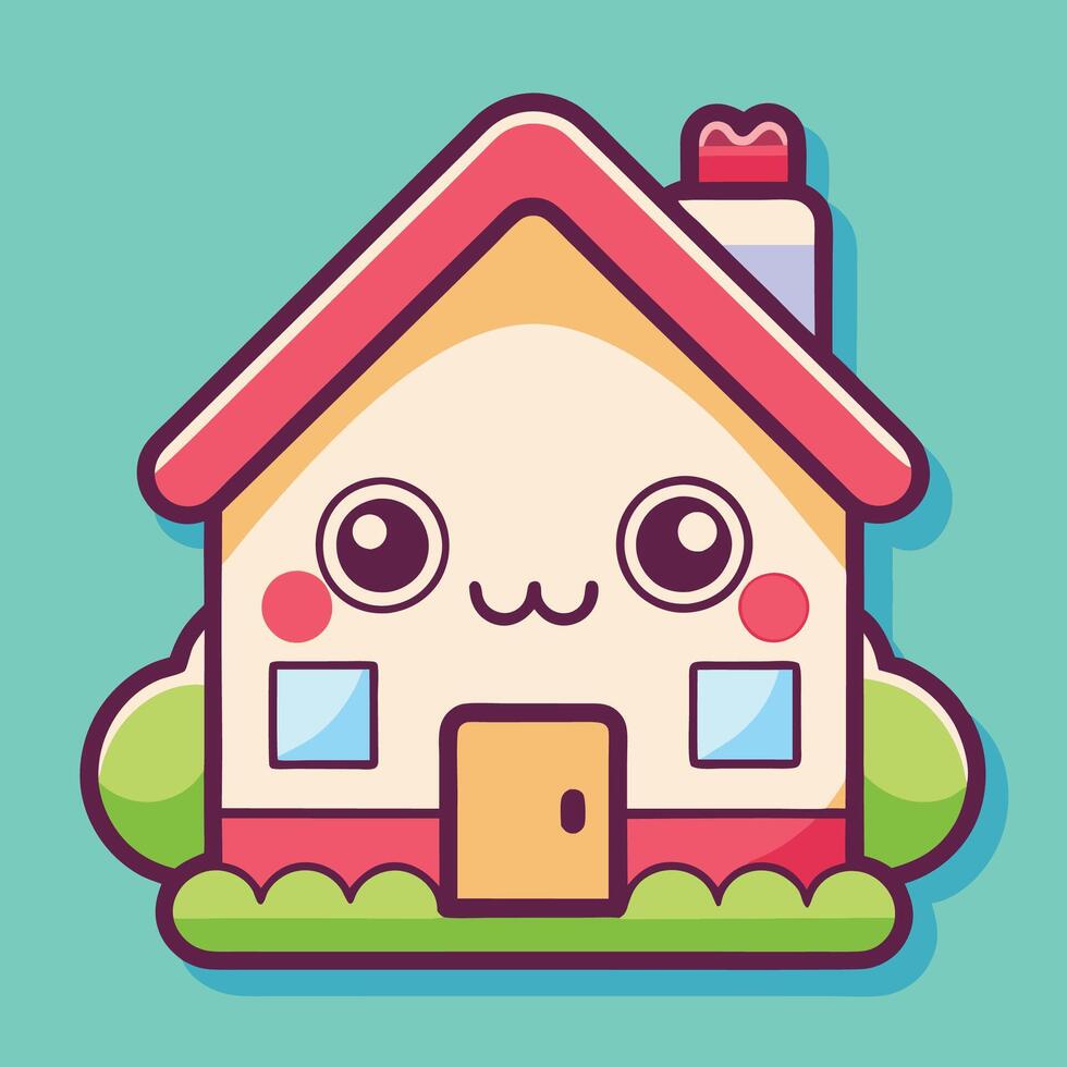 a cute house with a big smile on it white background vector