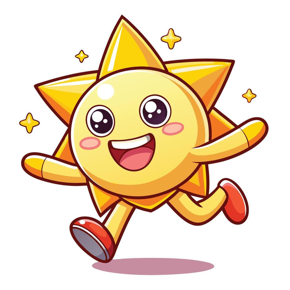 white background white background cute cartoon sun running illustration vector