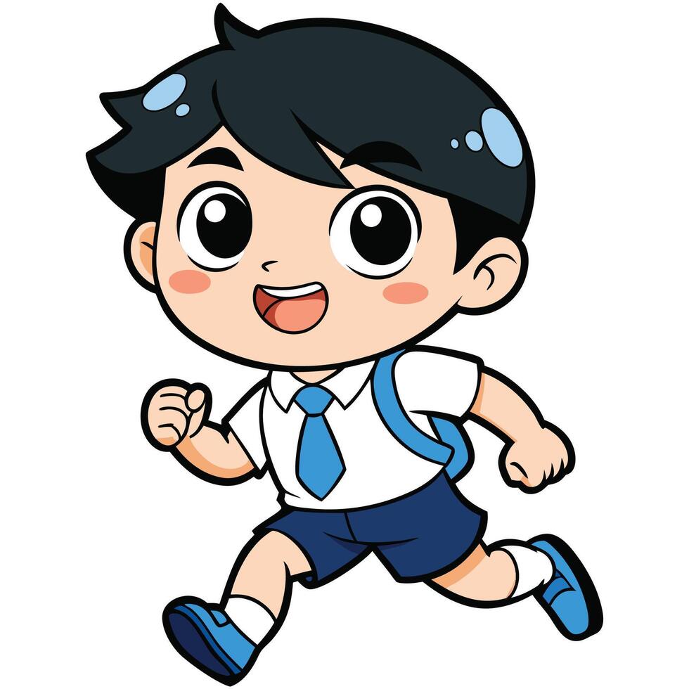 a cartoon boy running with a blue tie vector