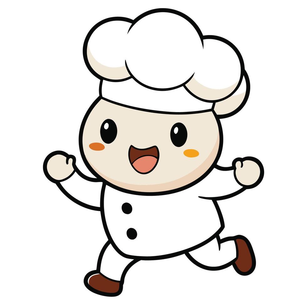 a cartoon chef running with his arms outstretched on a white background vector
