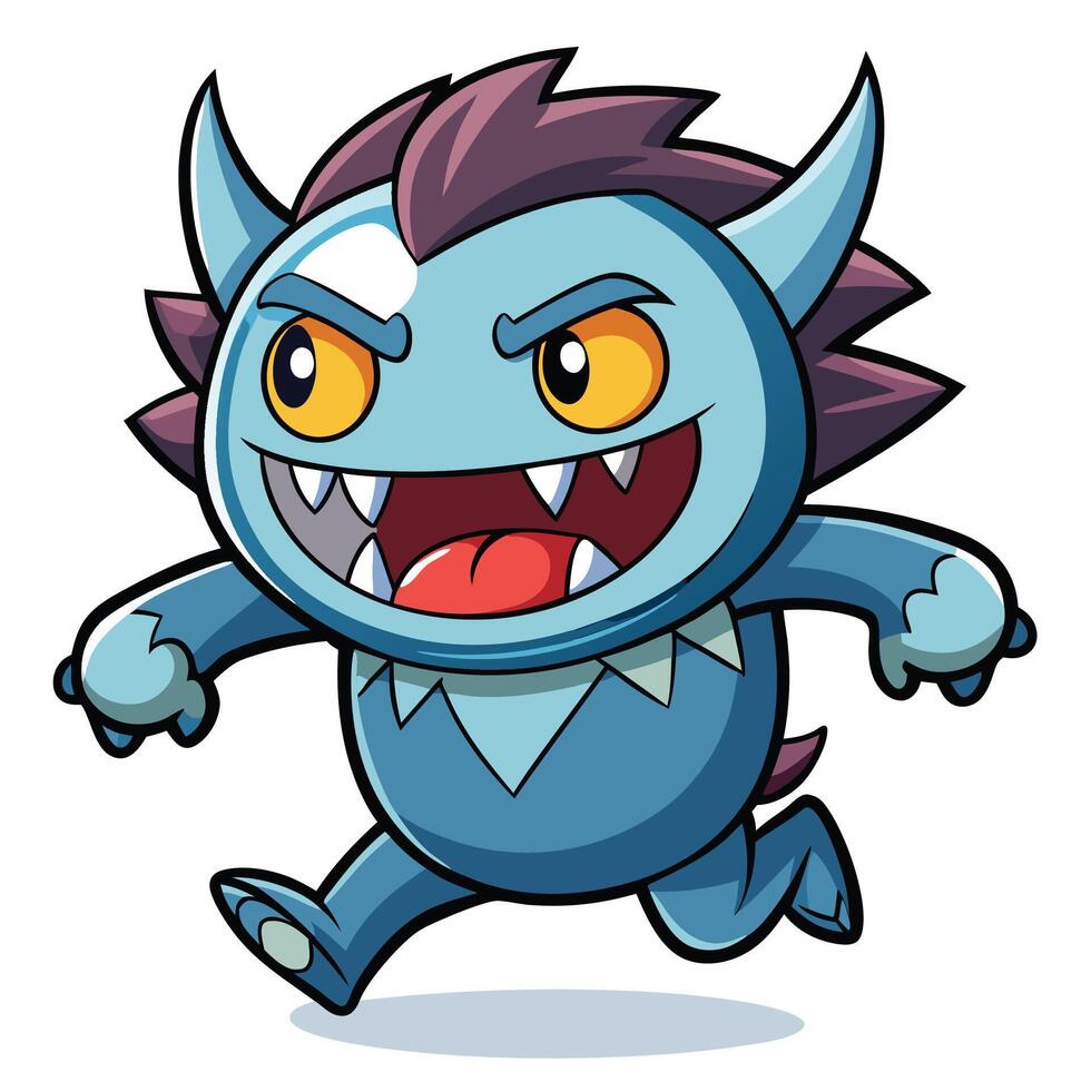 a cartoon monster running with big teeth vector