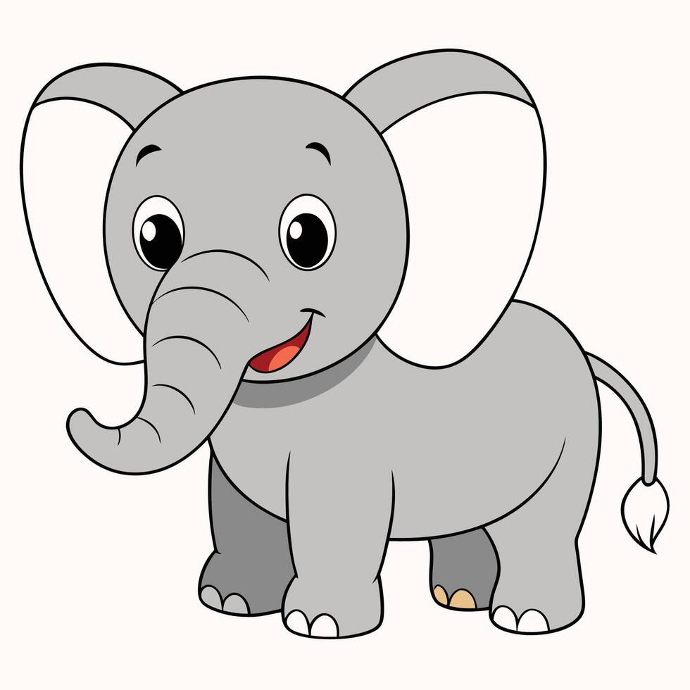 cartoon elephant with big ears and a white face vector