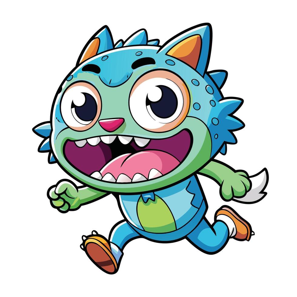monster running with its mouth open white background vector
