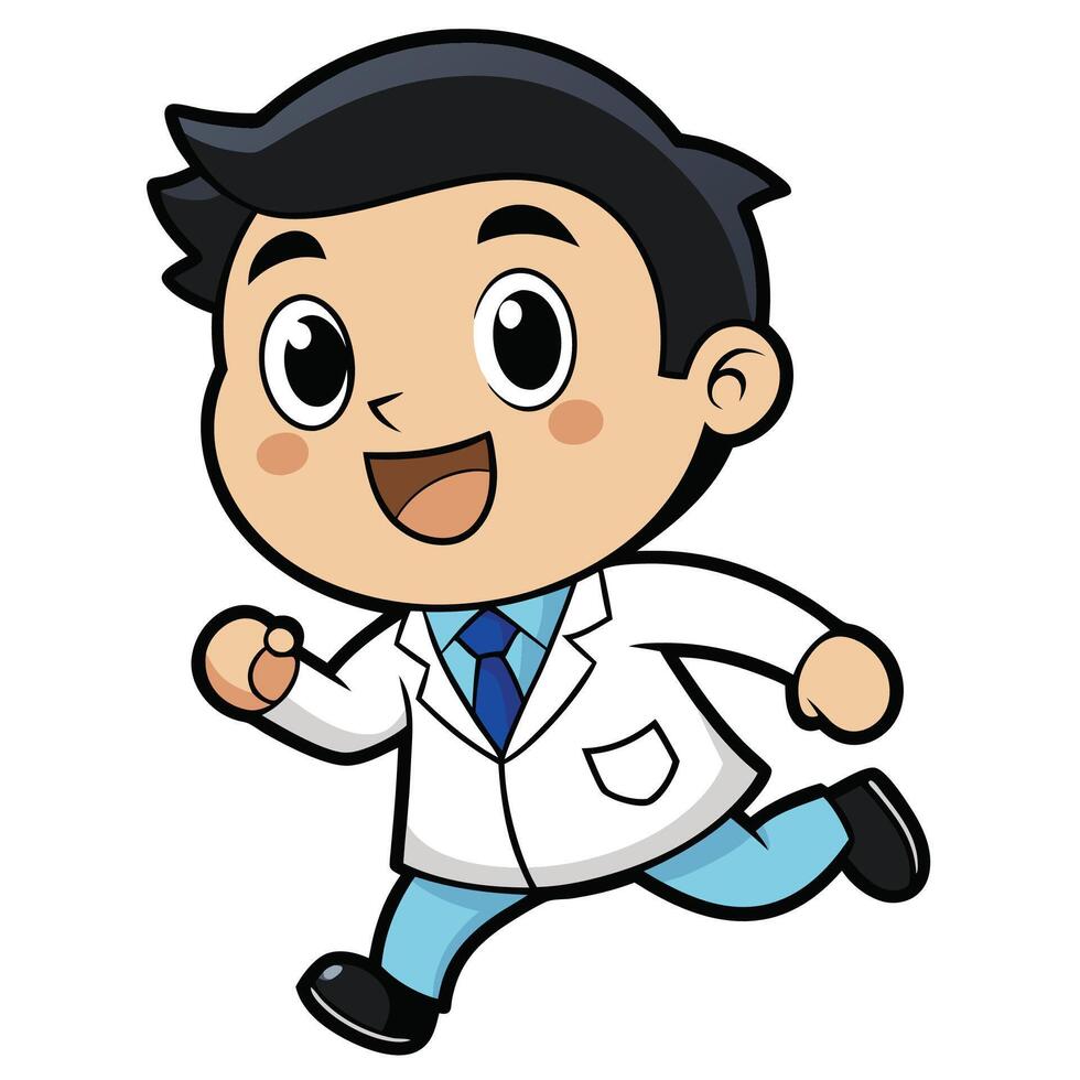 doctor running white background vector