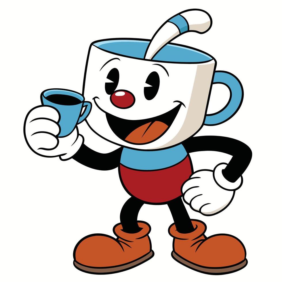 a cartoon character holding on a white background vector