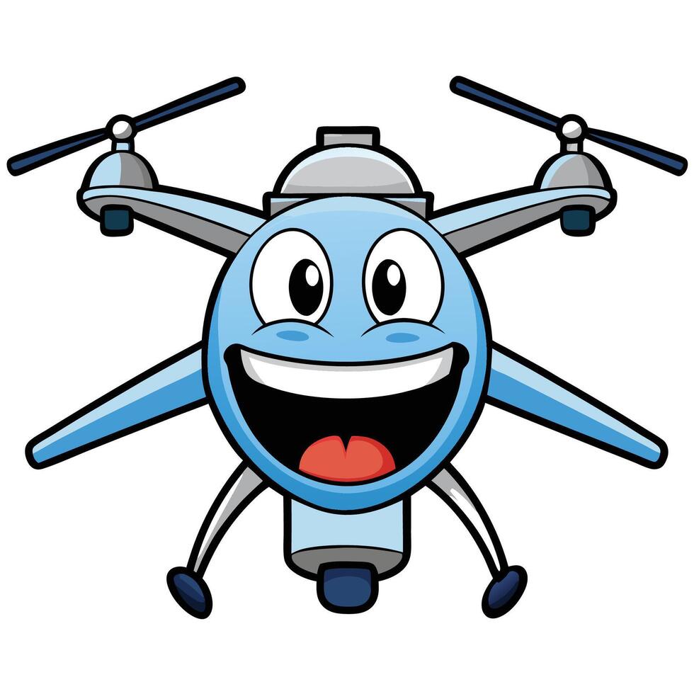 a cartoon blue drone with a smile vector