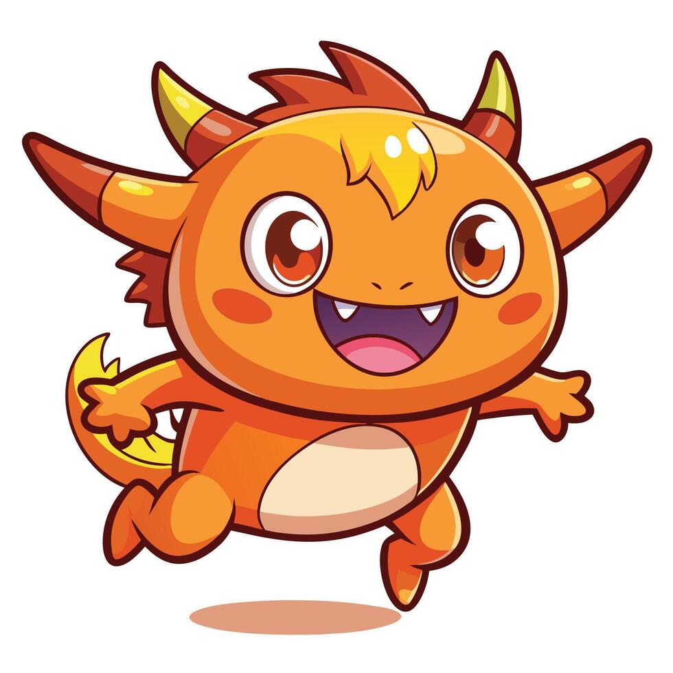 a cartoon orange monster with horns and horns vector
