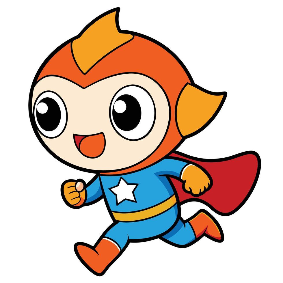 a cartoon superhero running with a cape vector