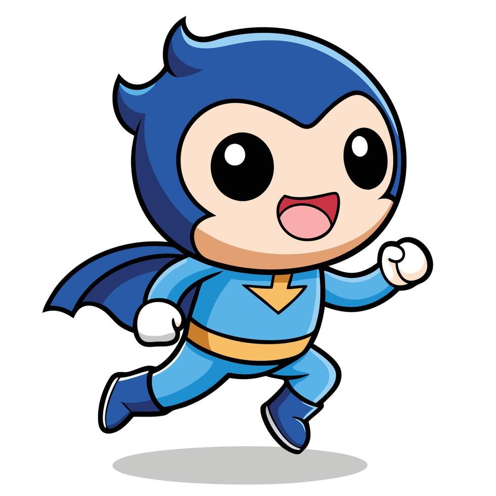 a cartoon superhero running with a big smile vector