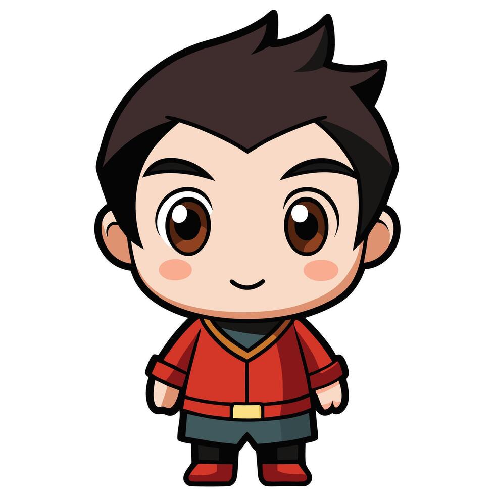 a cartoon boy in white background red and black clothes white background white background vector