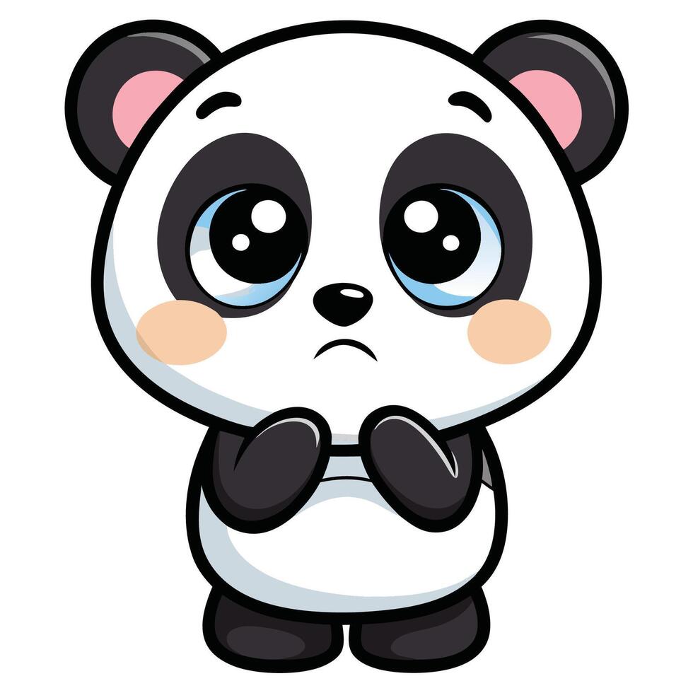 cute cartoon panda with sad eyes vector