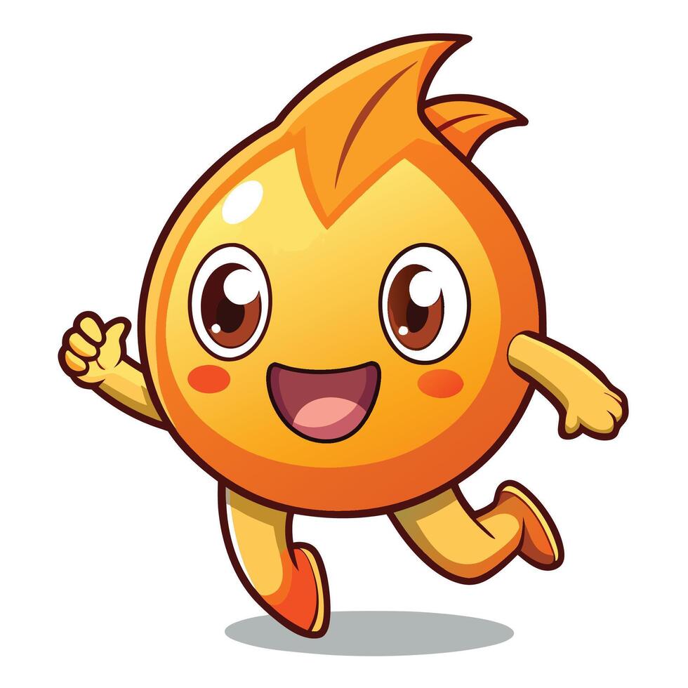 a cartoon fire ball running with its eyes closed vector