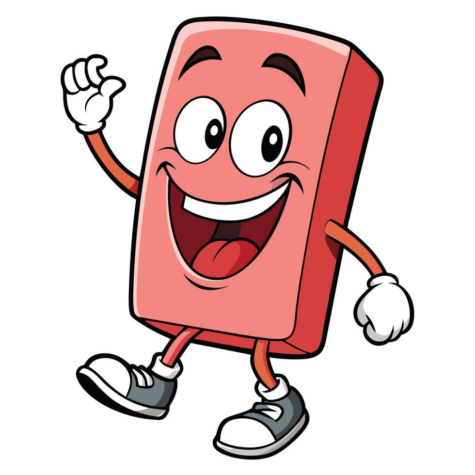 a cartoon red brick character waving vector