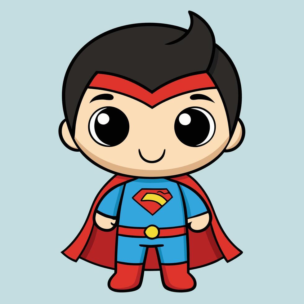 superman cartoon character with big eyes and a red cape white background vector