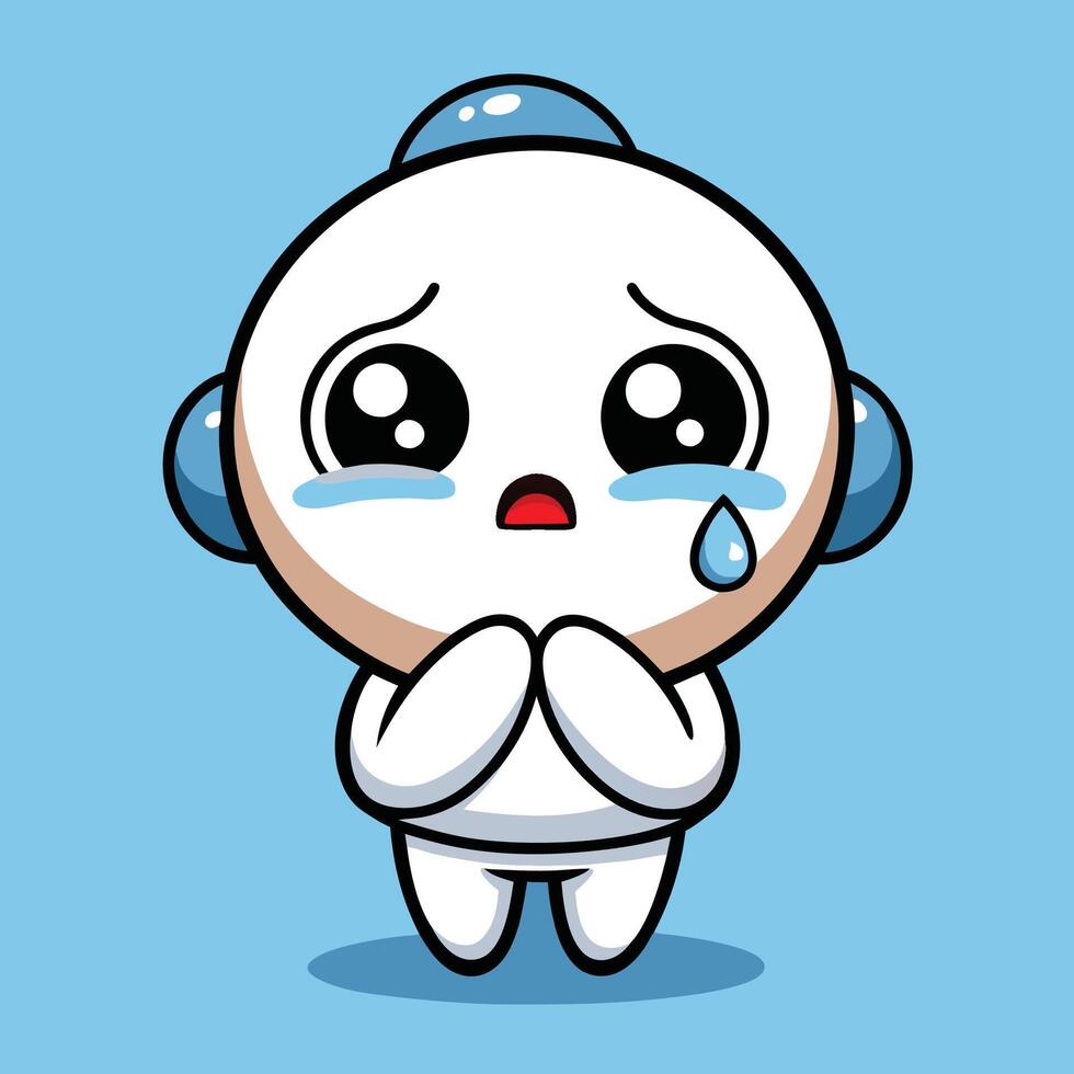a cartoon character crying with a blue background vector