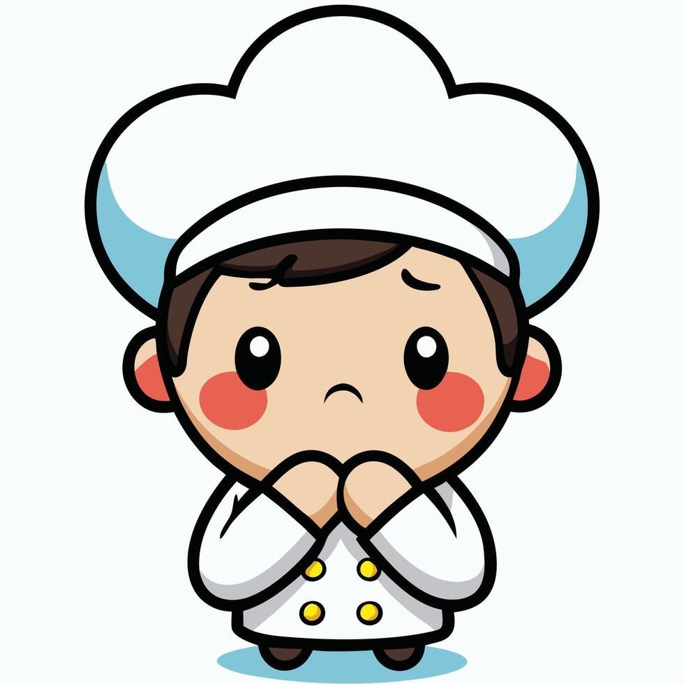 a cartoon chef with his hands folded vector
