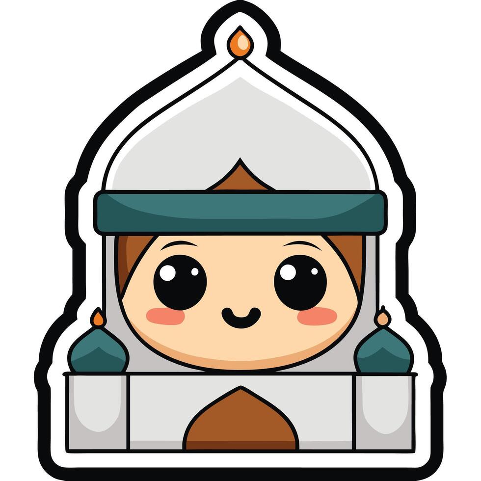 a sticker of a cartoon character wearing a hat vector