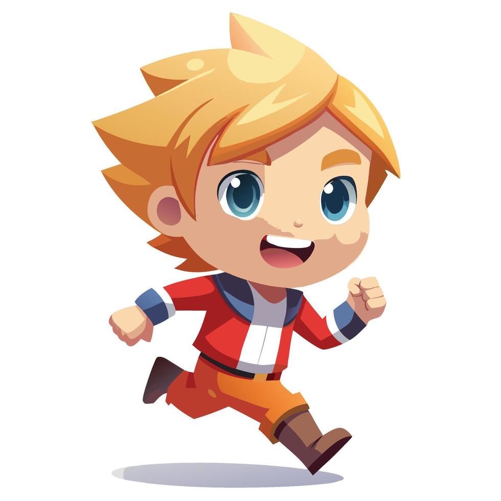 cartoon boy running illustration white background vector