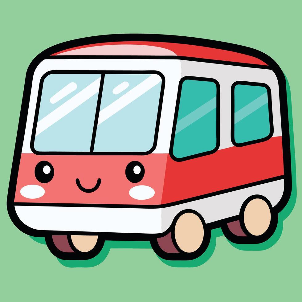 a cartoon bus with a smiley face white background vector