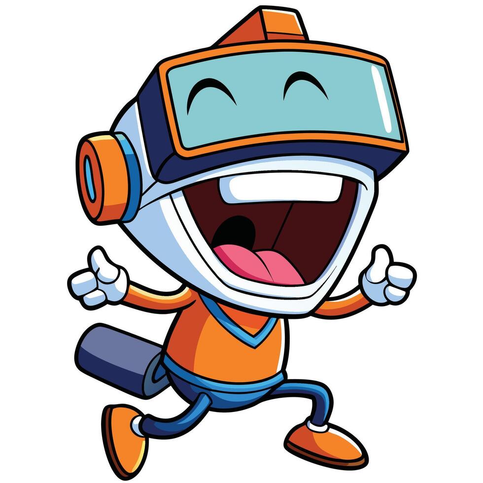 a cartoon robot wearing white background vector