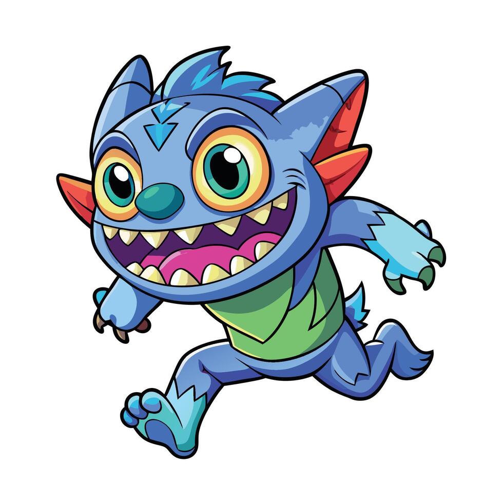 a cartoon character with big teeth and big eyeswhite backgroundwhite background vector
