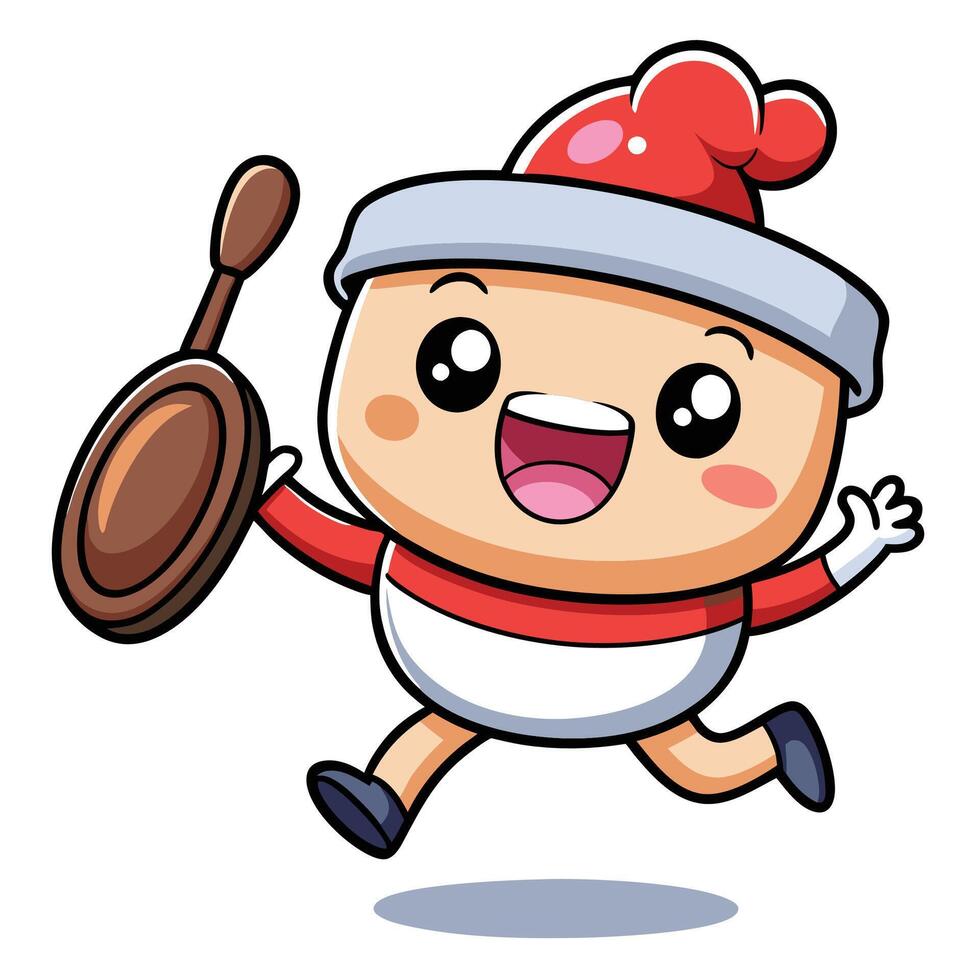 a cartoon character with a pan vector