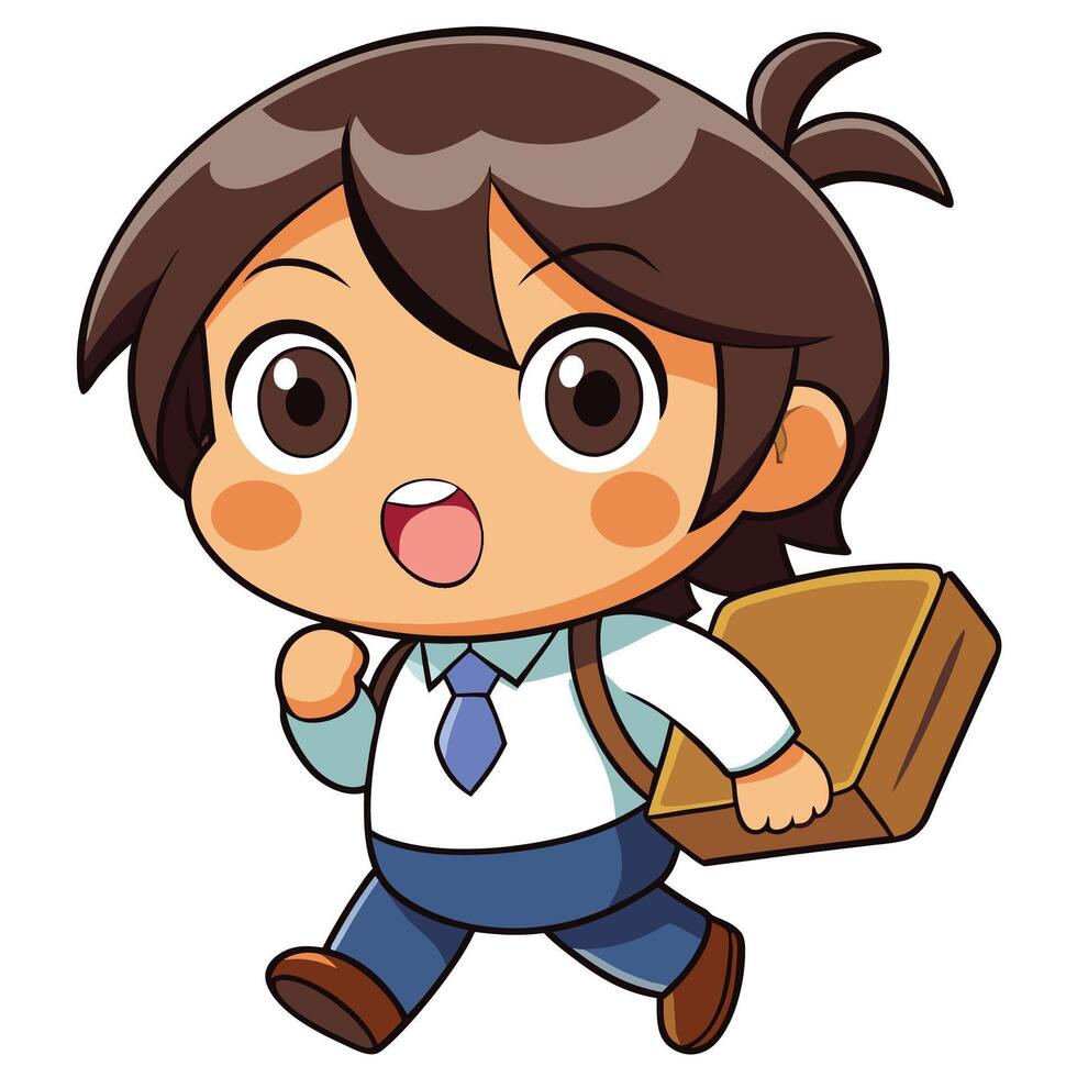 boy with a white background briefcase vector