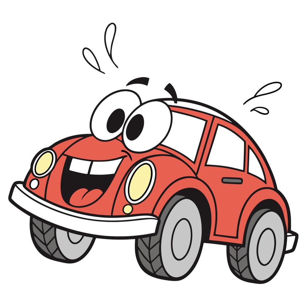 cartoon car with happy face vector