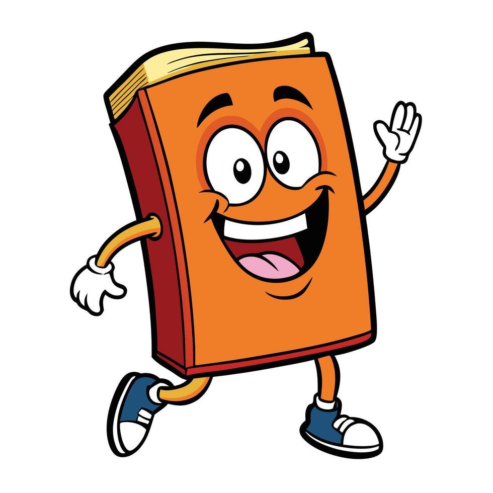 book character running and waving vector