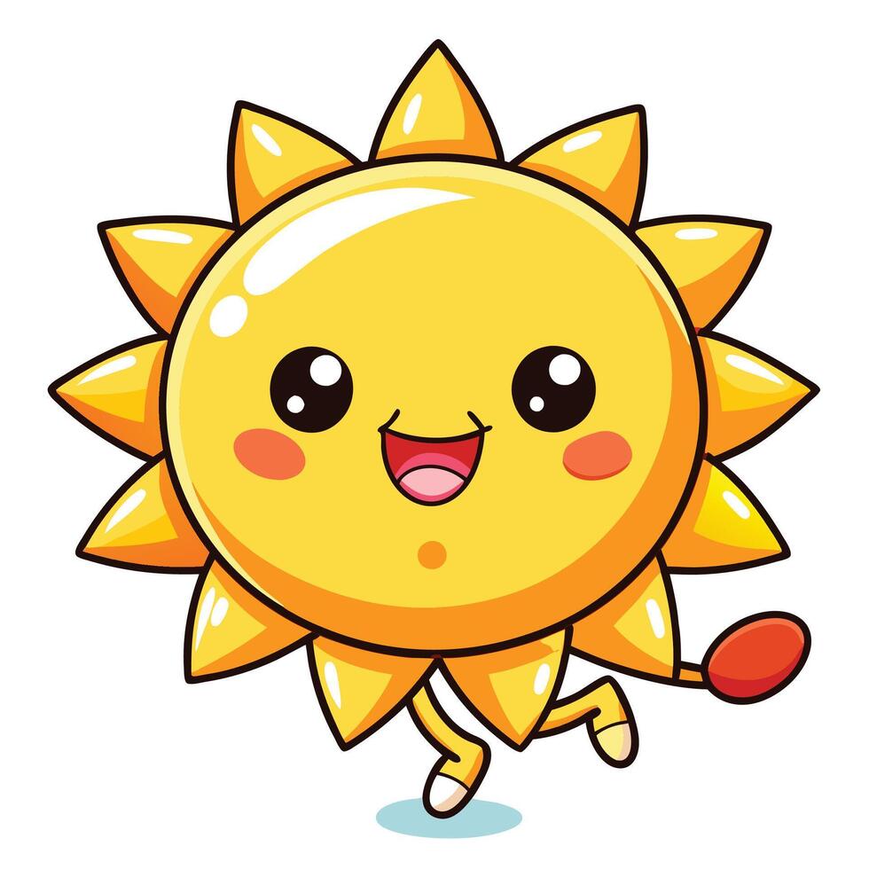 cute sun running illustration vector