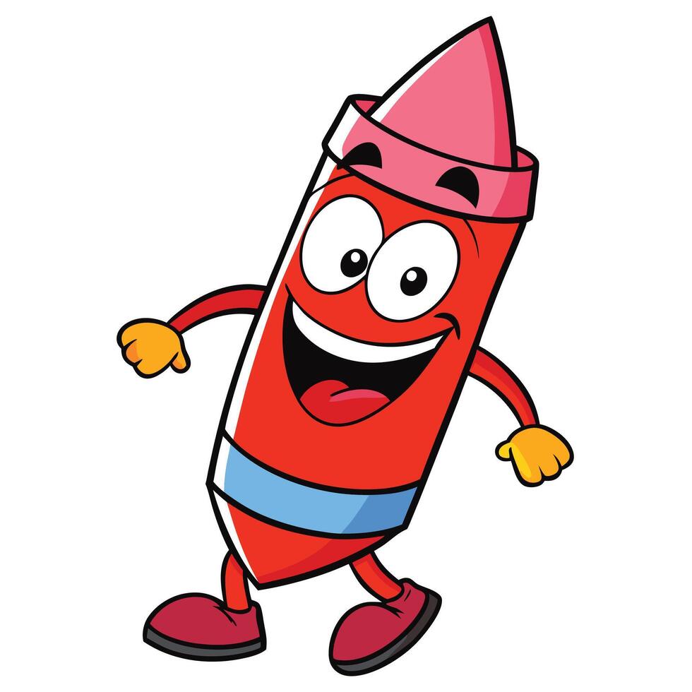 a cartoon red crayon character with a smile on his face vector
