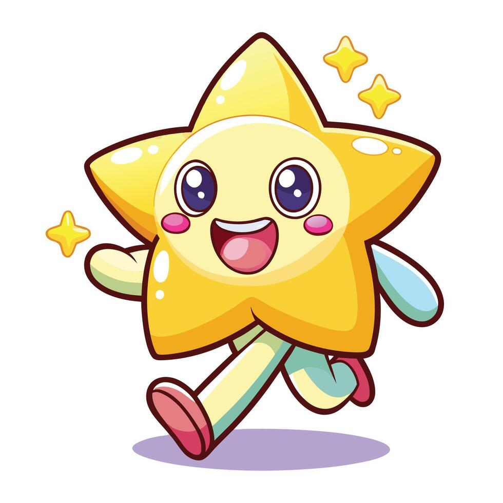 cute star running illustration vector