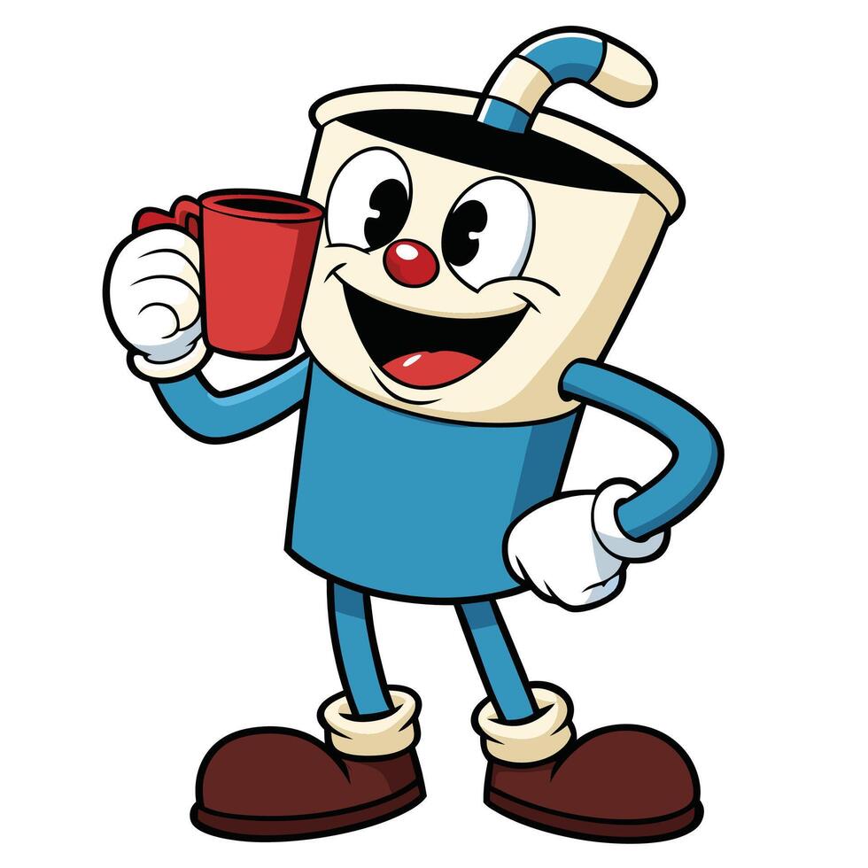 a cartoon character holding a coffee cup vector