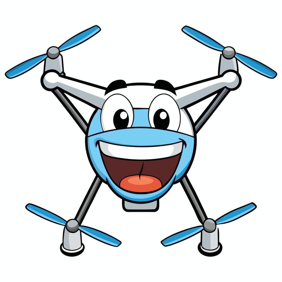 a cartoon blue and white drone with a smile vector