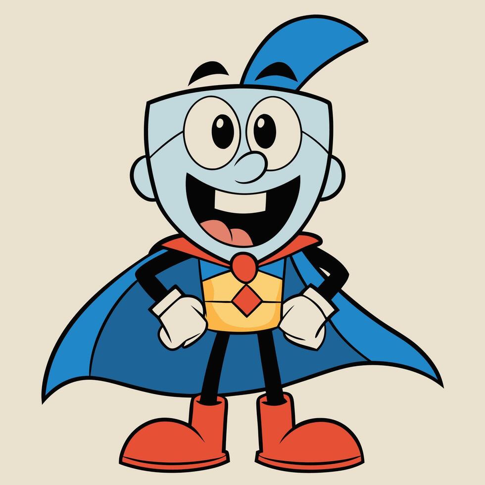 a cartoon character with a blue cape and red shoes vector