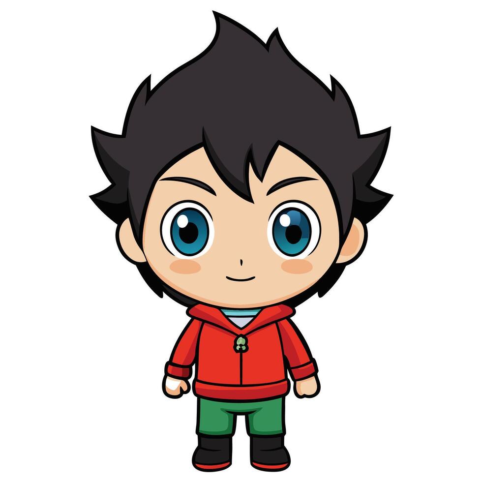 a cartoon boy in a red jacket vector