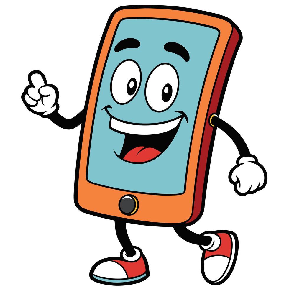 smartphone mascot running with a phone illustration vector