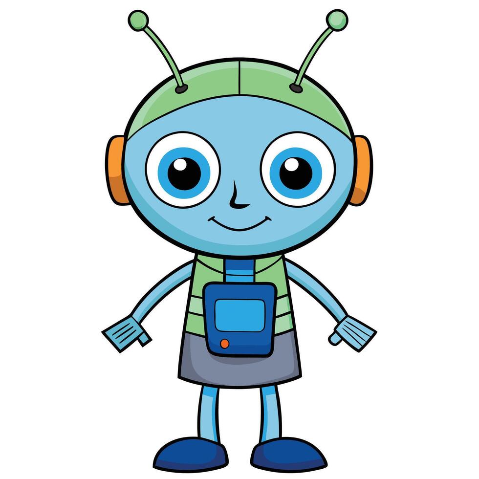 cartoon robot illustrationwhite backgroundwhite background vector