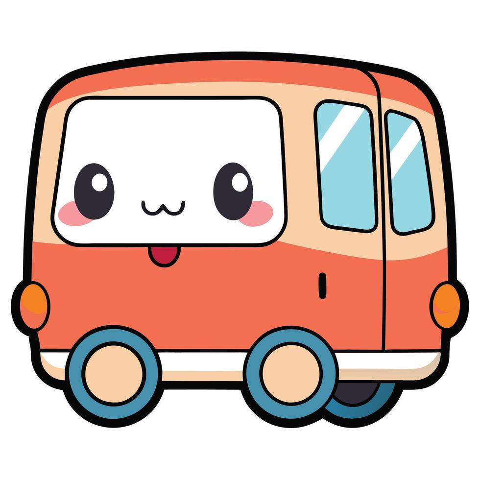 a cartoon bus with a face and eyeswhite backgroundwhite background vector