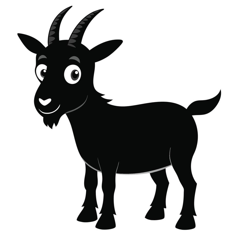 a cartoon goat with horns white background vector