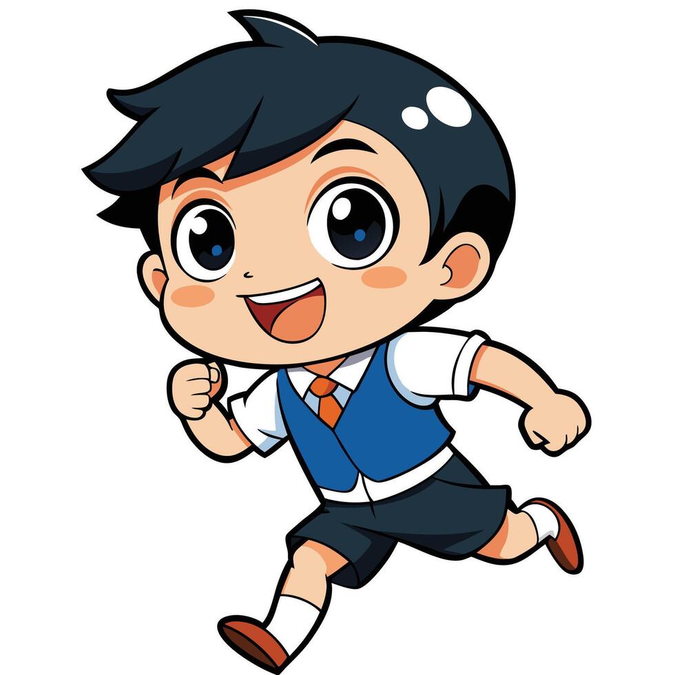 boy running with his arms white background vector