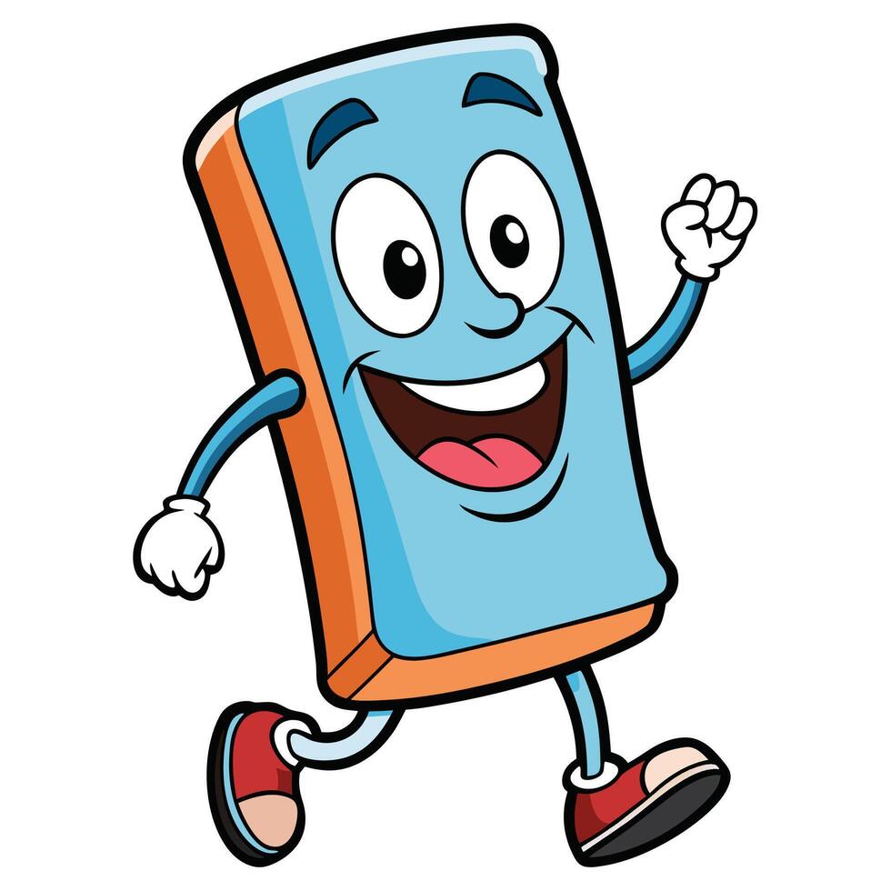a cartoon blue bar of soap running with a smile vector
