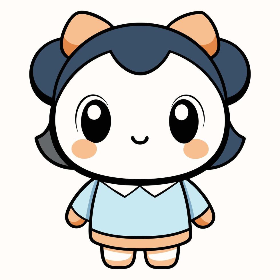 a cartoon character with a blue dress and black hair white background vector