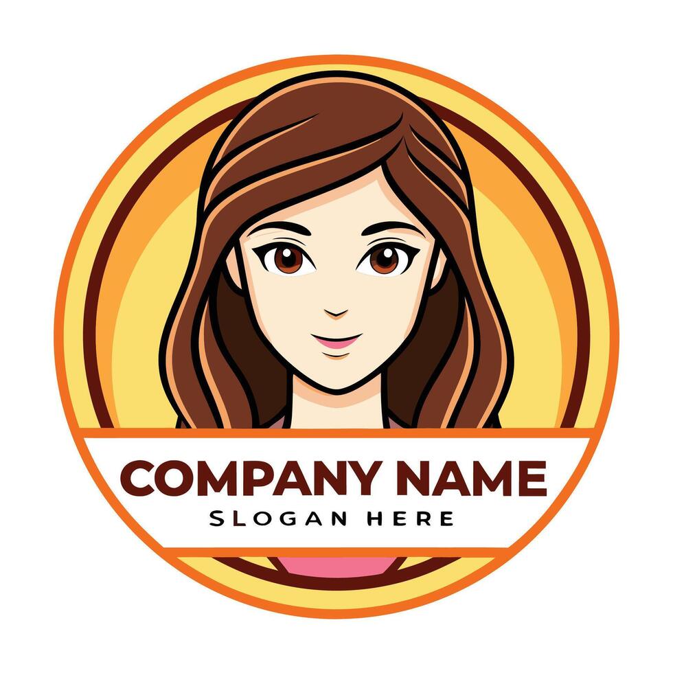 a girl logo with a circle background vector